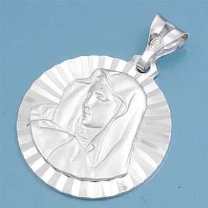  Sterling Silver   Pendant   Virgin Mary   26mm Height 