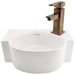  Finola Mini Wall Mount Sink   Single Faucet Hole   White 