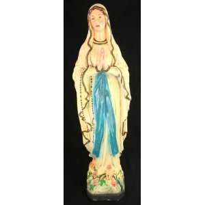  Large Vintage French Chalk Sculpture Madonna Mary Roses 