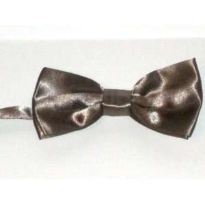  Satin clip on mens bow tie (light brown) 