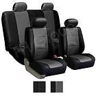 PU Leather Seat Covers W. 4 Headrests & Solid Bench Gray & Black