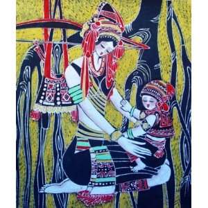  High Quality Chinese Batik Tapestry Love Mom Baby 