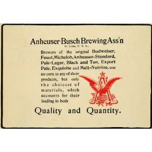  1900 Ad Anheuser Busch Brewing Association Beer Harvard 