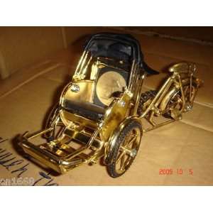 Vietnamese Traditional Transportation Gold Color Metal Tricycle Fully 