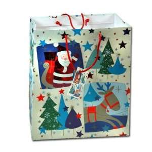  X Mas, Large Santa W/ Stars Foil Gift Bag Case Pack 144 