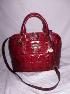 NWT $315 BRAHMIN VIVIANA DOME SATCHEL CROCO GLOSSY LEATHER SHOULDER 