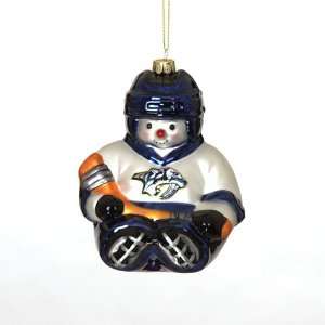  BSS   Nashville Predators NHL Glass Snowman Ornament (5.5 