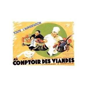  Au Comptoir des Viandes 12x18 Giclee on canvas