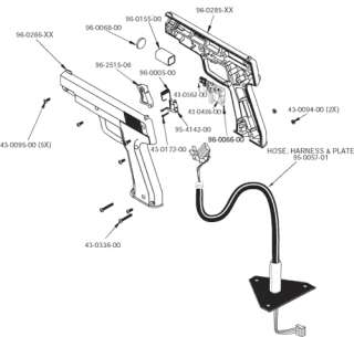 Happ 45 Cal. Video Game Replacement Gun Sega Virtua Cop  
