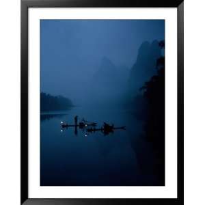  Chinese Fisherman on Rafts Fishing with Cormorants, Li 