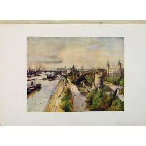  Tower And River London Antique Print Fine Art C1916
