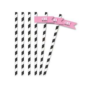    vavavoom vintage baby pink partyware straw flags 