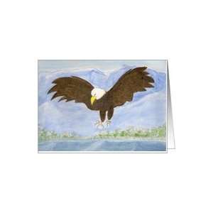 Bald Eagle in the Mountains Painting Card