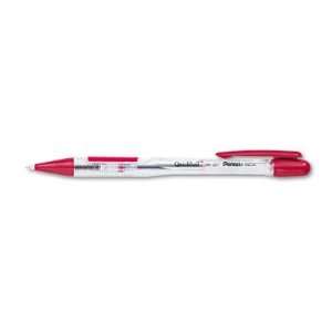  Pentel Quickball Retractable Ballpoint Pen, Clear Brl, Red 