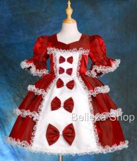 Burgundy Girls Vintage Victorian Princess Dress SZ 6 8  