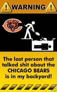Decal Sticker Funny Joke Warning Sign NFL Chicago Bears Fooball   2 