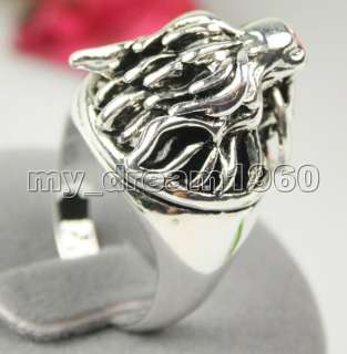 Tibet silver mens dragon ring  