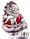 Santa Claus Pewter Pin JJ Jonette Cat Dog Christmas  