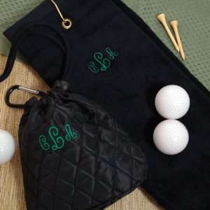  Golf Towel & Quilted Pouch Set