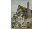 English School Antique Victorian Street Scene Painting  