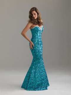   Turquoise Mermaid Formal Gown Prom Pageant Dress Size 8 ~$478  