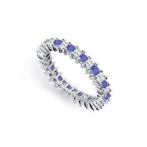   and Blue Sapphire Eternity Band  Platinum 2.00 CT TGW Jewelry