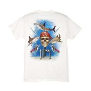 Guy Harvey Youth Pirate Shark T  Shirt   White   XLarge