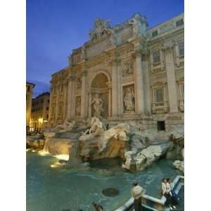  View at Dusk of the Trevi Fountain in the Piazza Di Trevi 