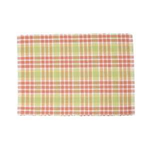  April Cornell Ribbed Placemat, Sunrise Plaid Coral, Set of 