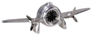 The art deco flight clock is hand cast of recycled aircraft aluminum 