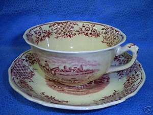 Fox Hunt Hunting Cup and Saucer Royal Venton Ware Red  