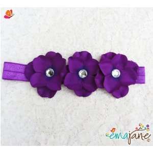   (Jewel Centered (Purple)) Cute Triple Hydrangea Flowers on Headbands