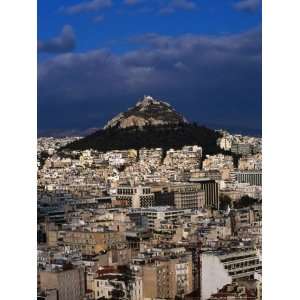 Lykavittos Hill and City, with Storm Clouds Brewing Overhead, Athens 