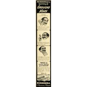  1947 Ad Personna Precision Blades Groucho Marx Shaving 