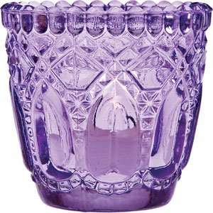  Purple Vintage Glass Candle Holder (faceted design)