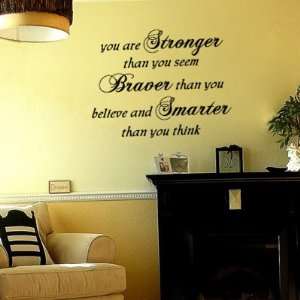 You are Stronger Braver Smarter Decal Wall Quote Vinyl Love Large Nice 