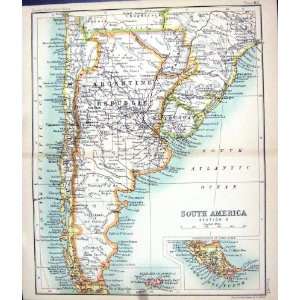  ANTIQUE MAP c1901 SOUTH AMERICA FALKLAND ARGENTINE MONTE 