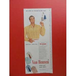 Van Heusen shirts,1949 Print Ad. (woman churning butter.) Orinigal 
