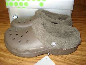 Womens Crocs Mammoth Brown Fur Slippers Clogs Shoes 8  