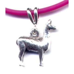  18 Fuschia Llama Necklace Sterling Silver Jewelry 
