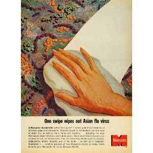 1965 Ad Asian Flu Virus Monsanto Microbe Santophen 1   Original Print 