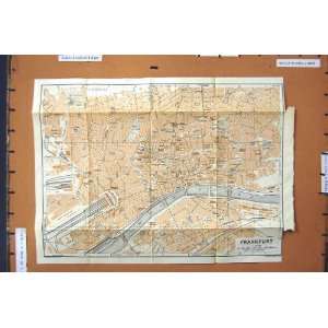 MAP 1925 GERMANY STREET PLAN FRANKFURT RIVER FLUSS MAIN 