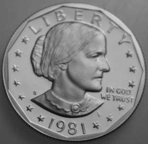 1981 S Variety 2 (Type 2) Susan B Anthony Dollar Proof  