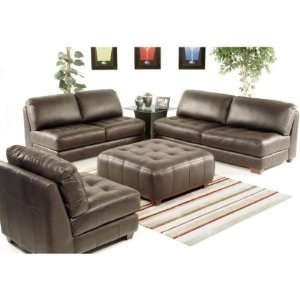  ZENSLCOM Zen Armless All Leather Tufted Seat Sofa 4 Piece 