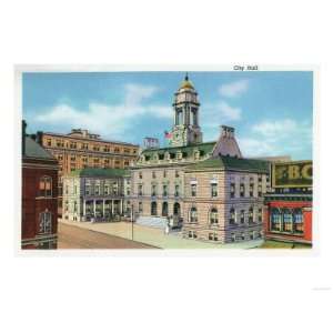 Portland, Maine   Exterior View of City Hall Giclee Poster Print