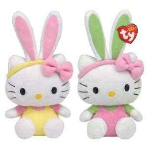  TY Hello Kitty Pink and Yellow Jumper Beanie Babies Easter 