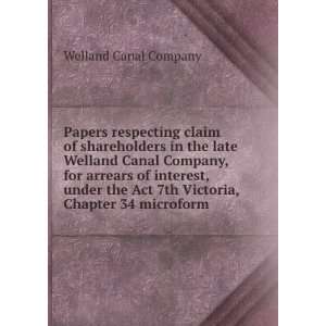  claim of shareholders in the late Welland Canal Company, for arrears 