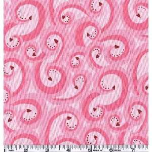  45 Wide Sweet Hearts Swirl Tones Pink Fabric By The Yard 