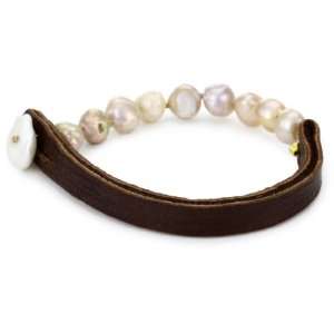  Renee Garvey Rosebud Pearls and Deerskin Bracelet with 