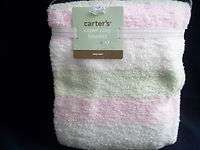 New Super Cozy Carters Green Pink White Stripes Striped Chenille Baby 